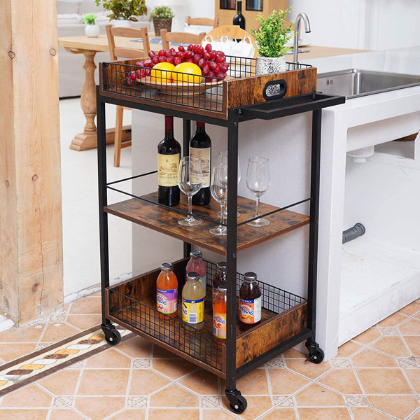 17 Stories Marcarthur 26.7'' Steel Kitchen Cart with Locking Wheels Wayfair Canada